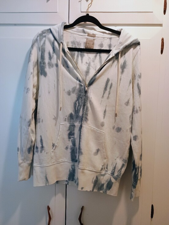 GAP Tops - GAP White and Blue/ Gray Tie-Dye Zip Hoodie
